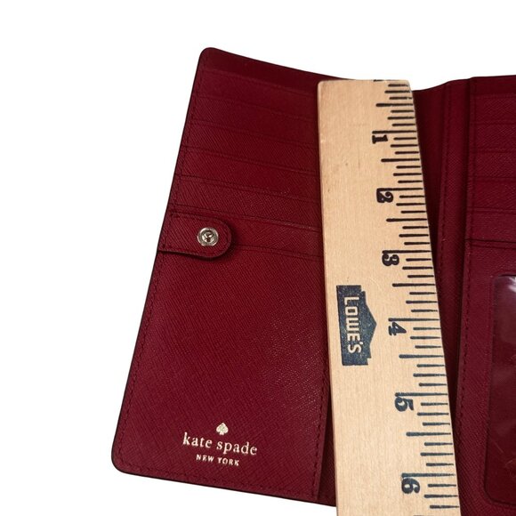 Kate Spade Madison Deep burgundy Saffiano Leather Slim Bifold Snap Wallet - Picture 5 of 11